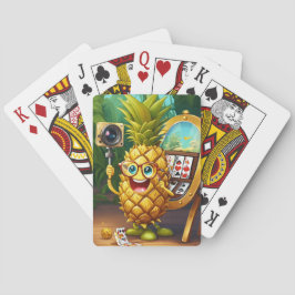 Fröhlicher Cartoon Goldene Ananas fotografieren Spielkarten