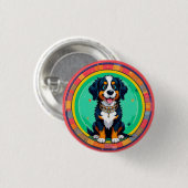 Fröhlicher Cartoon-Hund Button (Vorne & Hinten)