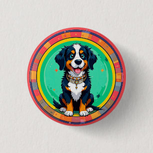 Fröhlicher Cartoon-Hund Button