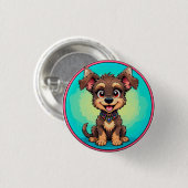 Fröhlicher Cartoon-Hund Button (Vorne & Hinten)