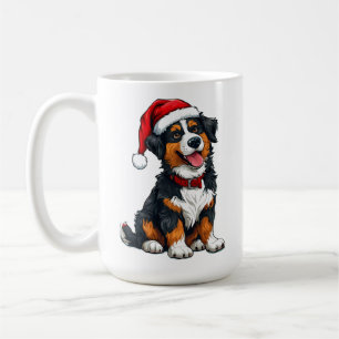 Fröhlicher Cartoon-Hund mit Weihnachtsmannmütze Kaffeetasse