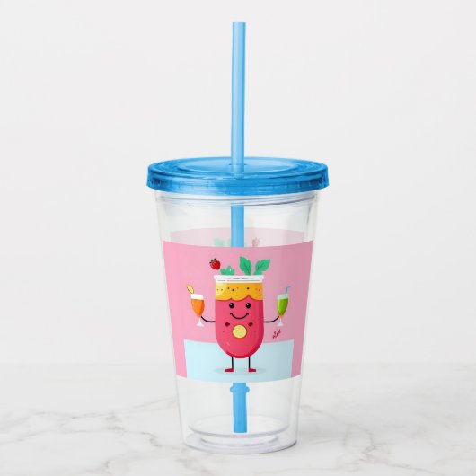 Fröhlicher Cartoon Juice Acryltrinkbecher (Vorderseite)