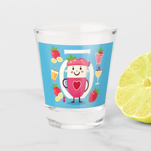 Fröhlicher Cartoon Juice Schnapsglas (Vorderseite)