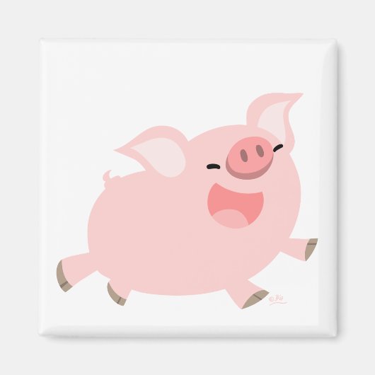 Fröhlicher Cartoon Pig-Magnet Magnet (Vorne)