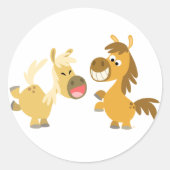 Fröhlicher Cartoon Ponies Sticker (Vorderseite)