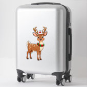 Fröhlicher Cartoon Reindeer Aufkleber (Koffer)