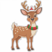 Fröhlicher Cartoon Reindeer Aufkleber (Vorderseite)