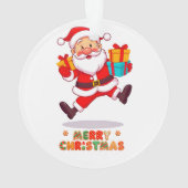 Fröhlicher Cartoon Santa Claus Ornament (Rückseite)