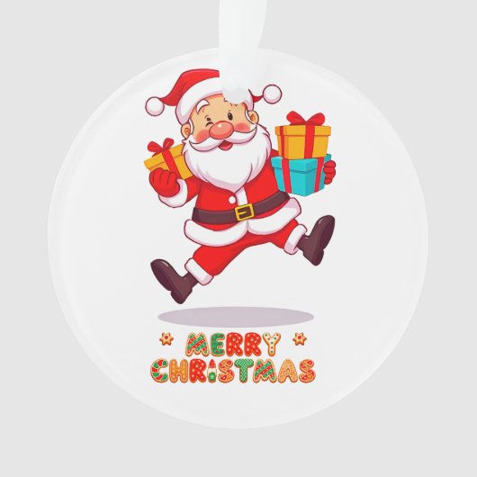 Fröhlicher Cartoon Santa Claus Ornament (Vorderseite)