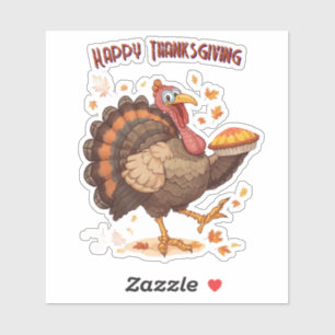 Fröhlicher Cartoon Truthahn Thanksgiving Aufkleber