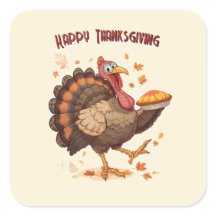 Fröhlicher Cartoon Truthahn Thanksgiving Aufkleber