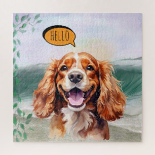 Fröhlicher Cavalier King Charles Spaniel in Aquare Puzzle