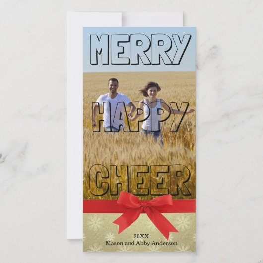 Fröhlicher Cheer Black Block - Fotokarte Feiertagskarte (Vorderseite)