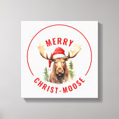 Fröhlicher Christ-Elch Lustiger Weihnachts-Elch Leinwanddruck (Vorderseite)