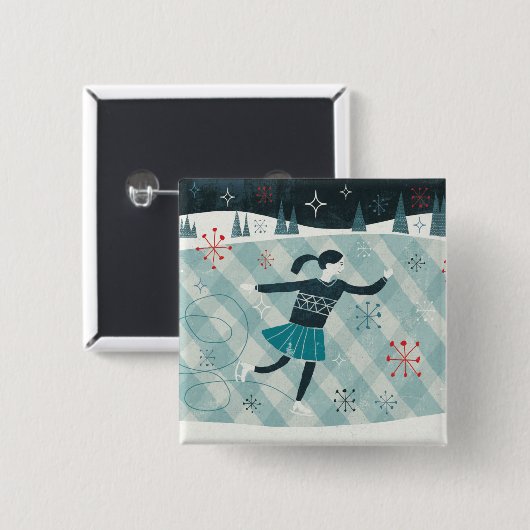 Fröhlicher Christmastime Skater Button (Vorne & Hinten)