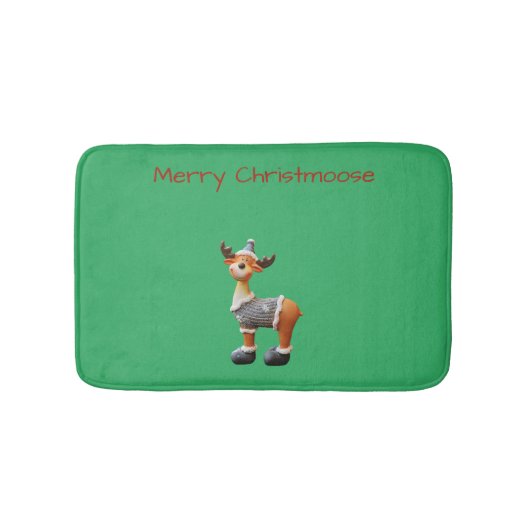 Fröhlicher Christmoose mit Hut Badematte (Vorderseite)
