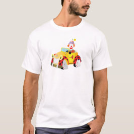 fröhlicher Clown fährt einen schwindelerregend gel T-Shirt