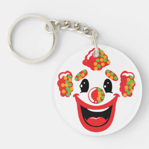 Fröhlicher Clown mit farbenfroher Haare Schlüsselanhänger