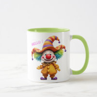 Fröhlicher Clown mit farbigem Hut.