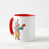 Fröhlicher Clown mit großem Lächeln. Tasse (Vorderseite Links)