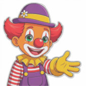Fröhlicher Clown mit violetter Mütze Aufkleber (Vorderseite)