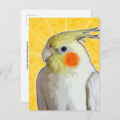 Fröhlicher Cockatiel Bird Lemon Gelber Sonnenschei Postkarte (Vorne/Hinten)