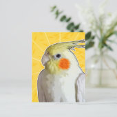 Fröhlicher Cockatiel Bird Lemon Gelber Sonnenschei Postkarte (Stehend Vorderseite)