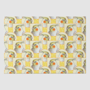 Fröhlicher Cockatiel Happy Yellow Bird Muster Fun Seidenpapier