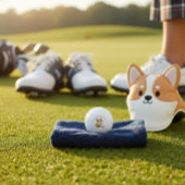 Fröhlicher Corgi 'Bleibe Pawsitive und Swing On'!  Golfball