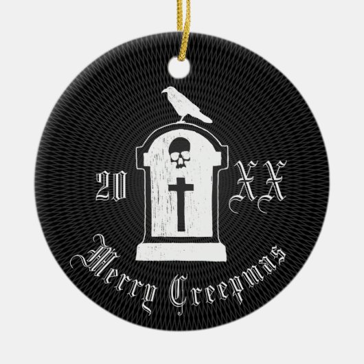Fröhlicher Creepmas Grundstein Keramik Ornament (Vorne)