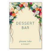 Fröhlicher Creme Blumenbogen Tischnummer (Rückseite)