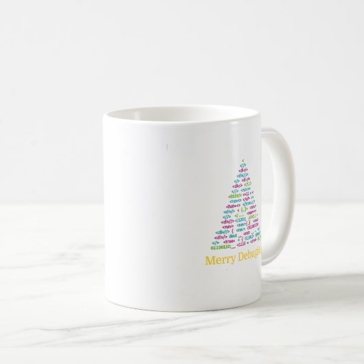 Fröhlicher Debugging-Code-Weihnachtsbaum-Kunst Kaffeetasse (VorderseiteRechts)