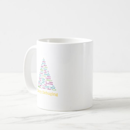 Fröhlicher Debugging-Code-Weihnachtsbaum-Kunst Kaffeetasse (Vorderseite Links)