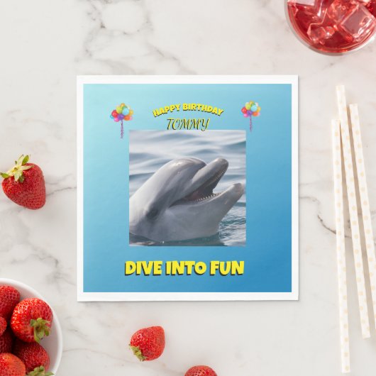 Fröhlicher Delfin-Geburtstag Serviette (Beispiel)