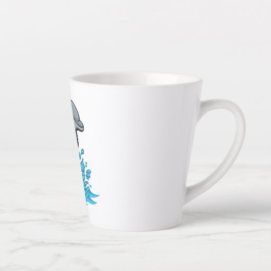 Fröhlicher Delfin Spritzt - Latte Tasse (Rechts)