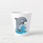 Fröhlicher Delfin Spritzt - Latte Tasse (Vorderseite)