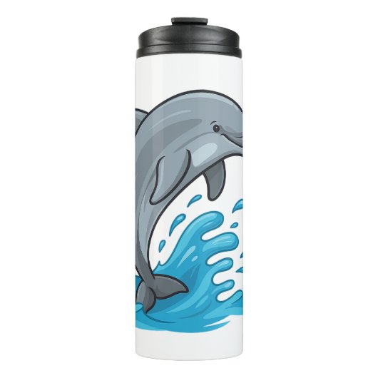 Fröhlicher Delfin Spritzt - Thermobecher Thermosbecher (Vorderseite)