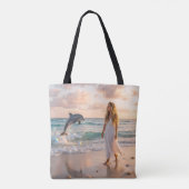Fröhlicher Delfinsprung Tasche (Rückseite)