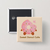 Fröhlicher Donut mit Streuseln Button (Vorne & Hinten)