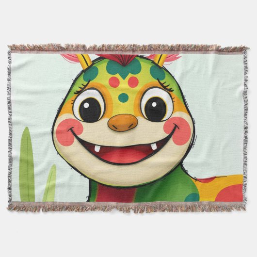 „Fröhlicher Dschungeldrache – Bunt und Glücklich“ Decke (Vorderseite)