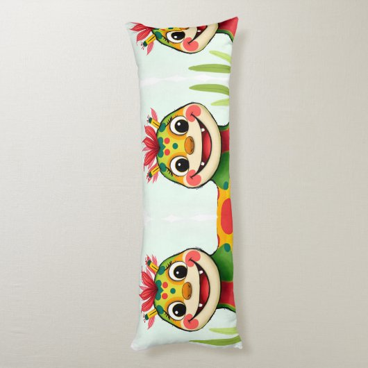 „Fröhlicher Dschungeldrache – Bunt und Glücklich“ Seitenschläferkissen (Rückseite (Vertikal))