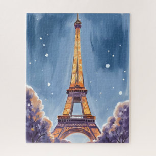 Fröhlicher Eiffelturm Paris Weihnachten Wasserfa Puzzle
