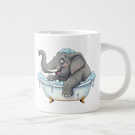 Fröhlicher Elefant, der eine Blase im Bad nimmt Jumbo-Tasse (Rechts)