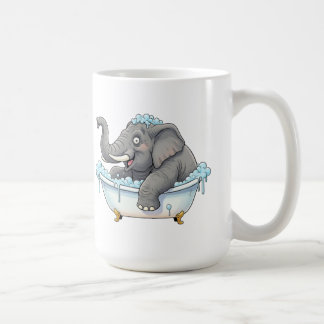 Fröhlicher Elefant, der eine Blase im Bad nimmt Kaffeetasse