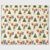 Fröhlicher Elf Geschenk rund um einen Weihnachtsba Geschenkpapier (Flach)