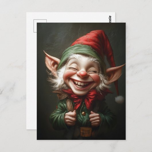 Fröhlicher Elf mit einem großen Lachen Postkarte (Vorne/Hinten)