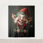Fröhlicher Elf mit einem großen Lachen Wandteppich (Vorderseite)