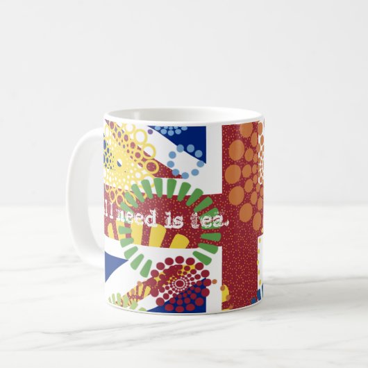 Fröhlicher England Britischer Need Tea Flag Union  Kaffeetasse (Vorderseite Links)