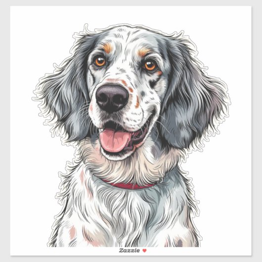 Fröhlicher English Setter Hund Aufkleber (Blatt)