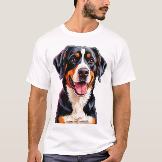 Fröhlicher Entlebucher Sennenhund T-Shirt (Vorderseite)